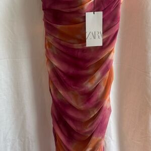 Zara Multicolor Ruched Dress